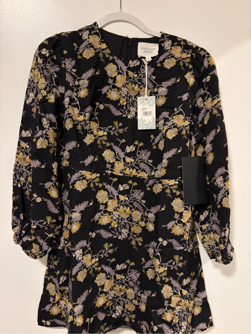 Hyacinth House Black Floral Mini Dress